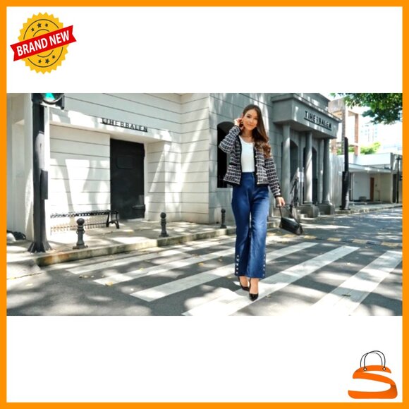 Tweed Cardigan Sweater Blazer V-Neck Button Front Classic Chic Versatile - Picture 7 of 7